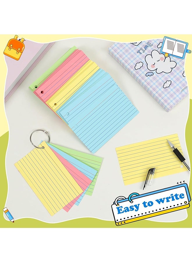 Wffo 200 Count Colored Index Cards 3x5 Inch，Flashcards with Ring 4 Color，Heavy Weight Lined Ruled Note Cards for Studying, Office, School and Home - Image 4